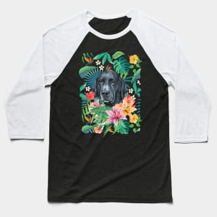 Tropical Black Labrador Retriever Baseball T-Shirt